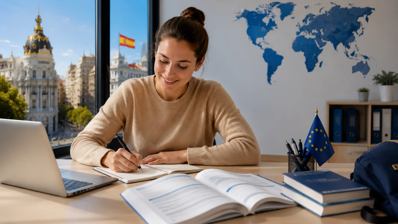 Profesora aprendiendo inglés en un curso Erasmus+ en Madrid