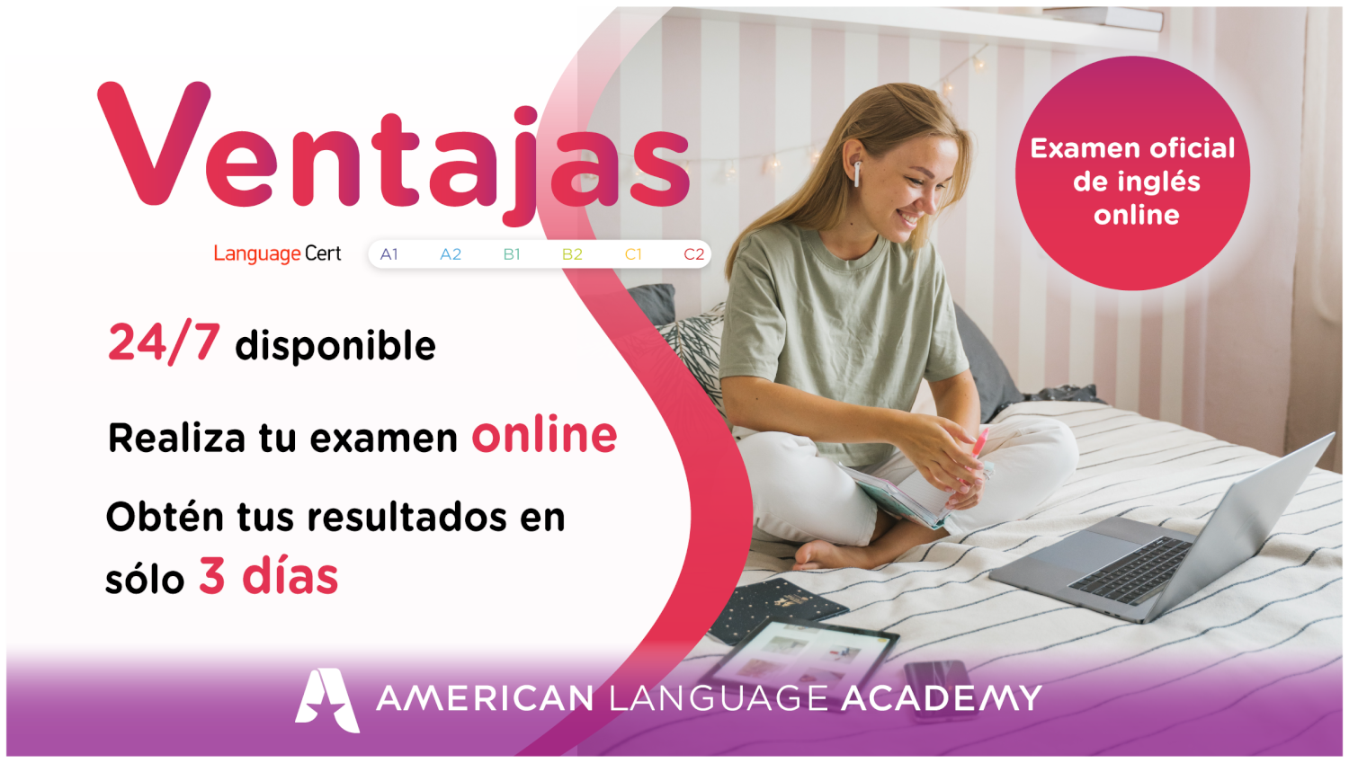 Ventajas de realizar examen online de inglés LanguageCert
